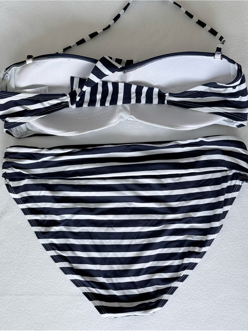 Tommy Bahama-Navy and White Striped Bandeau Bikini Set - Picture 2 of 4